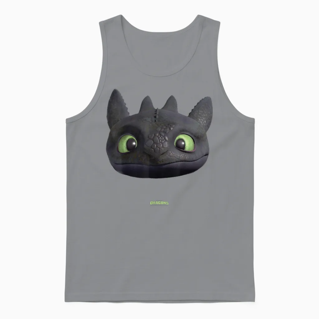 Dreamworks Dragons Toothless Night Fury Big Face Costume Unisex Tank Top in Sport Grey