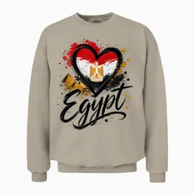 Drapeau Pyramide En Forme De Cœur Avec Inscription « I Love Egypt » Unisex Sweatshirt - Sand