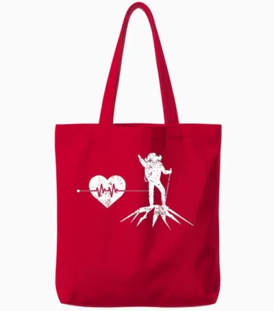 Hiking Heartbeat Tote Bags - Red