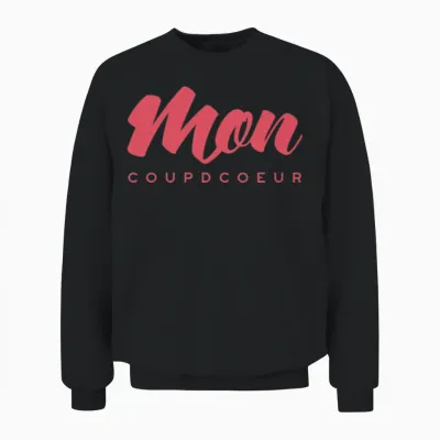 Moncoupdcoeur Red Retro Unisex Sweatshirt - Black