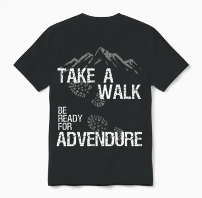 Hiking Hike Take a Walk Vintage Unisex T-Shirt - Black