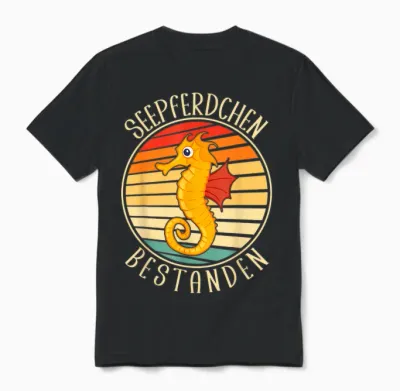 Seepferdchen Bestanden Frühschwimmer Abzeichen Unisex T-Shirt - Black