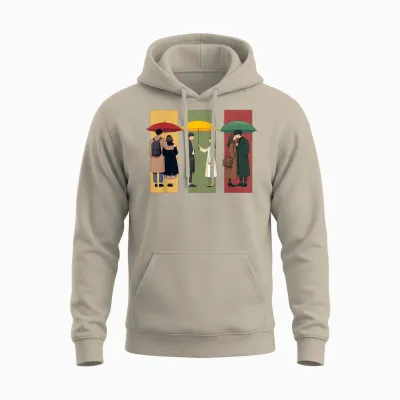 K-Drama Lover Korean Drama Boy with Umbrella Kawaii Kdrama Unisex Hoodie - Sand