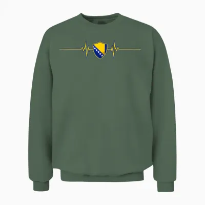 Heartbeat Design Bosnische Flagge Bosnien Unisex Sweatshirt - Military Green