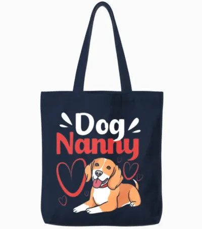 Funny Dog Nanny for Pet Dog Sitter Tote Bags - Navy