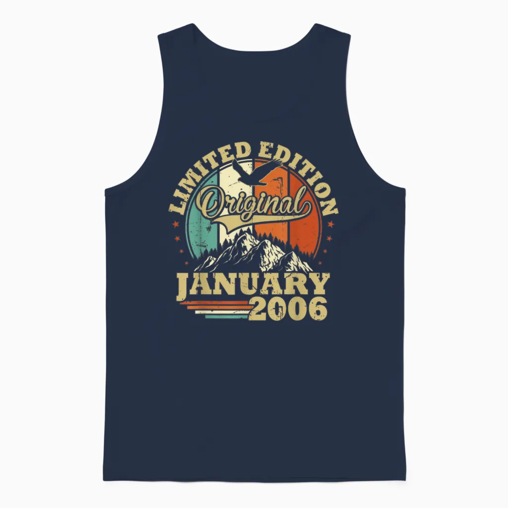 Anniversaire 20 Ans Vintage Janvier 2006 Garçons Et Filles Unisex Tank Top in Navy