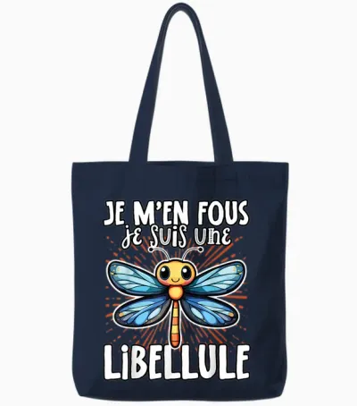 Je M'en Fous Je Suis Une Libellule - Sweet Dragonfly T-Shirt, Black, S Tote Bags - Navy