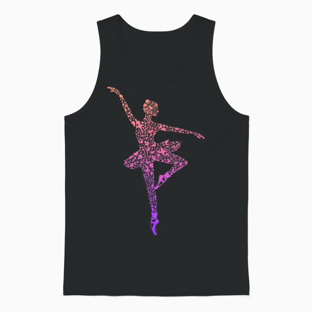 Ballerina Balletttänzerin Damen Ballett Mädchen T-Shirt Schwarz Kurzarm Klassisch Passform S Unisex Tank Top in Black