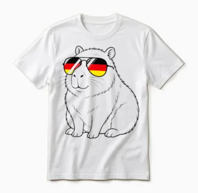Deutsche Flagge Capybara Deutsch Deutschland Wasserschweine Unisex T-Shirt - White