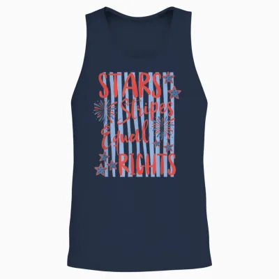 Retro Striped Stars Stripes Equal Rights Liberal 4th of July Unisex Tank Top - Navy
