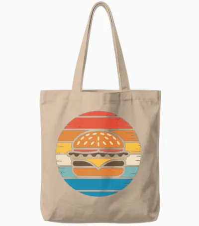 Retro Hamburger Sunset Tote Bags - Natural