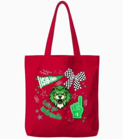 Let's Go Isibindi Retro Cheering School Spirit Tote Bags - Red