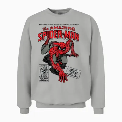 Marvel Spider-Man Retro Comic Unisex Sweatshirt - Ash