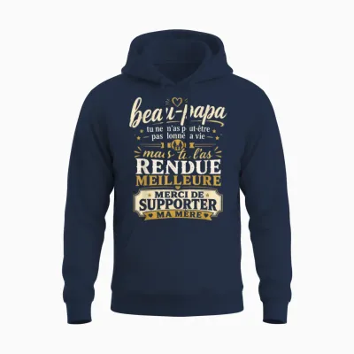 Beau Papa Cadeau Humour Fête Des Pères Personnalisé Unisex Hoodie - Navy
