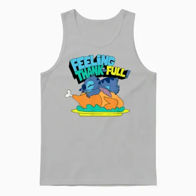 Amazon Essentials Stitch Thanksgiving Turkey Feeling Thank-Full Unisex Tank Top - Ash