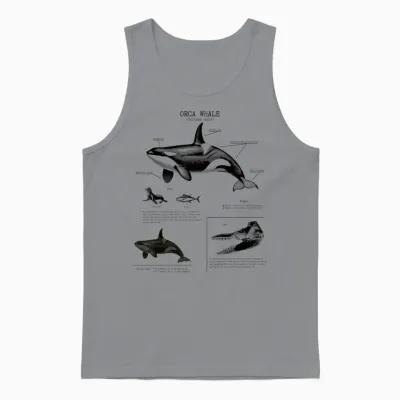 Orca Whale Anatomy Wall Lover Marine Biologist T-Shirt, White Unisex Tank Top - Sport Grey
