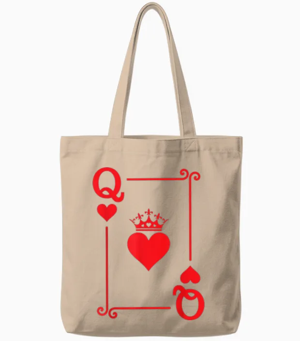 Queen Hearts Card Costume - Playing Cards - Queen of Hearts Tote Bags in Natural