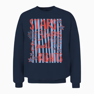 Retro Striped Stars Stripes Equal Rights Liberal 4th of July Unisex Sweatshirt - Navy