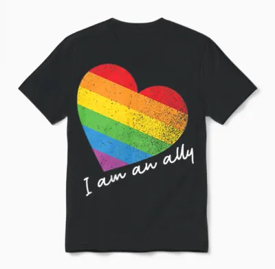 Ally Rainbow Heart Pride Csd-Party Für Schwule Lesben Und Queer Lgbtq+ Unisex T-Shirt - Black