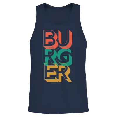 Retro Burger Unisex Tank Top - Navy