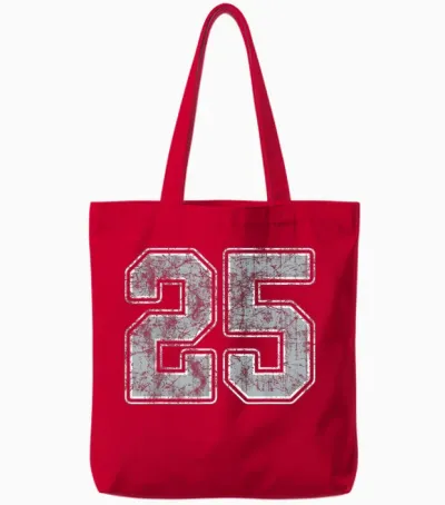Player Uniform Number 25 in Jersey White Silver #25 Tote Bags - Red