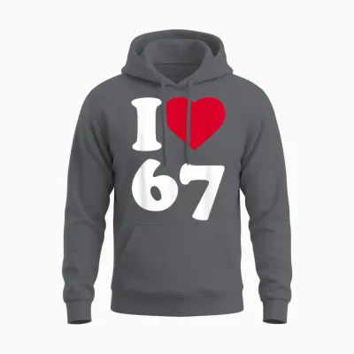 I Heart Love 6-7 Meme Dominosix-Seven Funny 67 Gen Z Alpha Unisex Hoodie - Charcoal