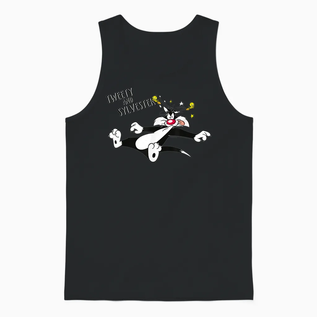 Looney Tunes Tweety and Sylvester Unisex Tank Top in Black