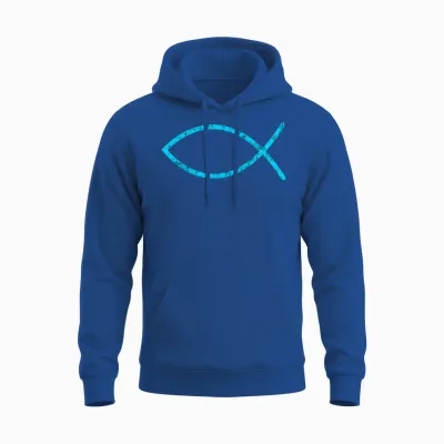 Jesusfisch Ichthys Symbol Christentum Christliches Schild Unisex Hoodie - Royal