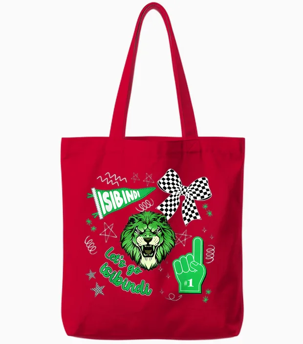 Let's Go Isibindi Retro Cheering School Spirit Tote Bags in Red