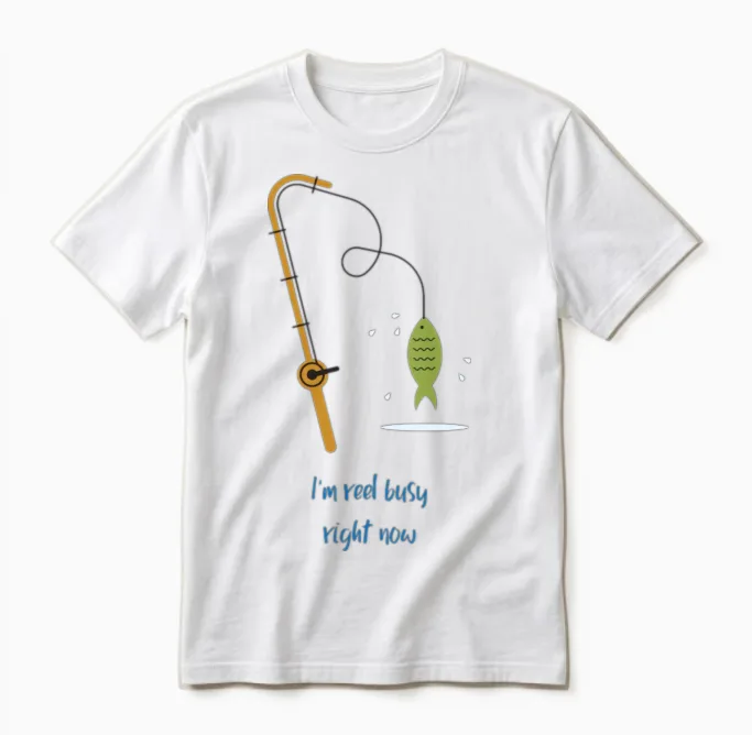 I'm Reel Busy Right Now Fishing Unisex T-Shirt in White