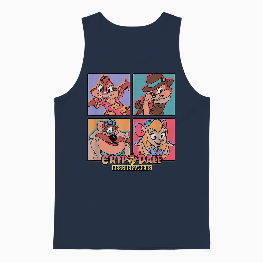 Disney Chip 'n' Dale Rescue Rangers Character Panels Unisex Tank Top in Navy
