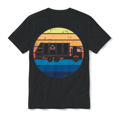 Garbage Truck Vintage Recycling Garbage Vehicles Unisex T-Shirt - Black