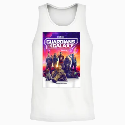 Marvel Guardians of the Galaxy Volume 3 Movie Poster T-Shirt, Black Unisex Tank Top - White