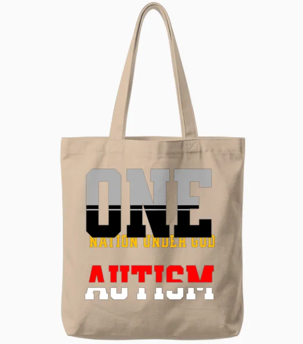 Patriotic Typographic Banner Tote Bags in Natural