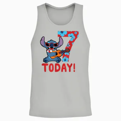 Children's Disney Lilo & Stitch Tropical Birthday 7 Years Old Today T-Shirt, Black Unisex Tank Top - Ash