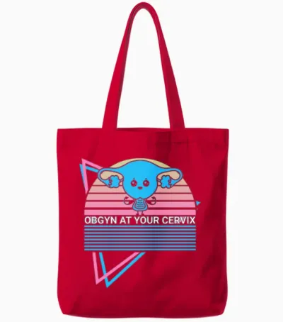 Obgyn Retro Tote Bags - Red