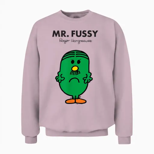 Mr. Men Mr. Fussy Unisex Sweatshirt in Light Pink