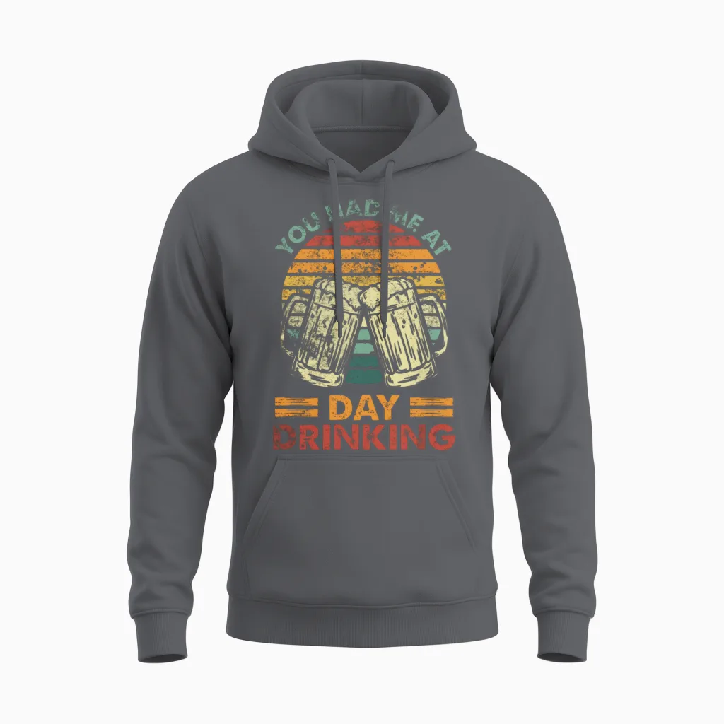 You Had Me at Day Drinking Alcohol Drinking Unisex Hoodie in Charcoal
