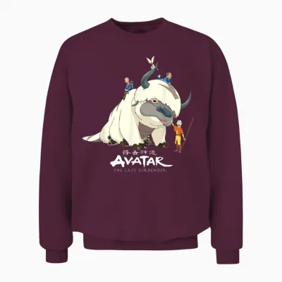 Avatar: the Last Airbender Appa Group Shot Logo Unisex Sweatshirt - Maroon