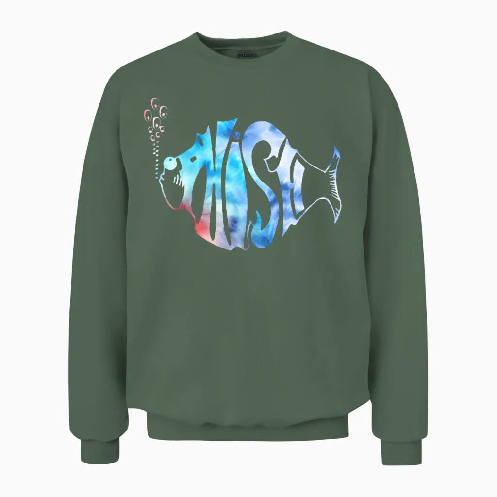Aesthetic Colorful Phish-Jam Tie-Dye Tee Graphic Unisex Sweatshirt in Military Green
