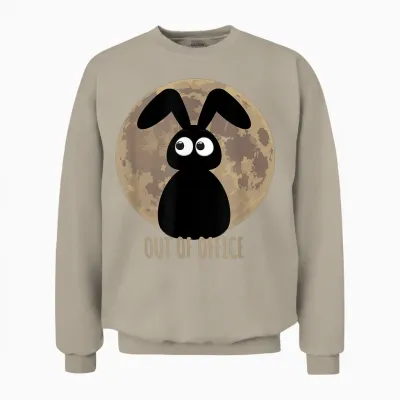 Out of Office with a Sweet Easter Bunny Before the Moon T-Shirt, Black Unisex Sweatshirt - Sand
