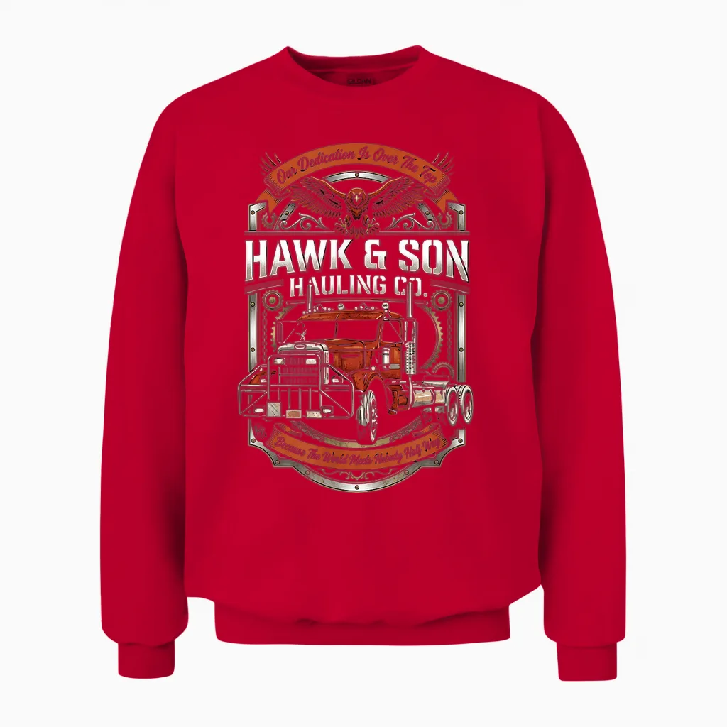 Hawk and Son Hauling Company Big Rig Pride Trucking-Liebhaber Unisex Sweatshirt in Red
