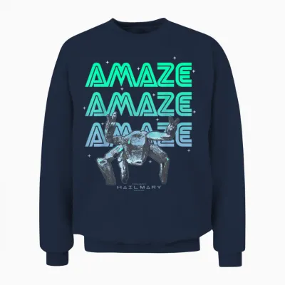 Project Hail Mary Amazing Rocky the Alien Neon Portrait Unisex Sweatshirt - Navy