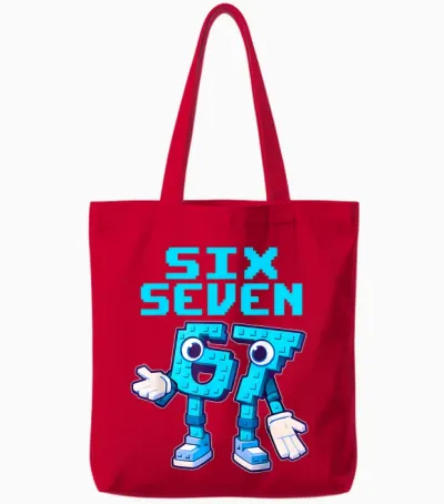67 Six Seven 6-7 Funny Italian Brain Red Kids Gaming Meme Tote Bags - Red