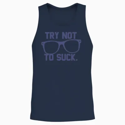 Try Not to Suck Book Movie Reading Unisex Tank Top - Navy
