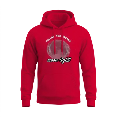 Moonlight Dreamer Follow Your Dreams Aesthetic Unisex Hoodie - Red