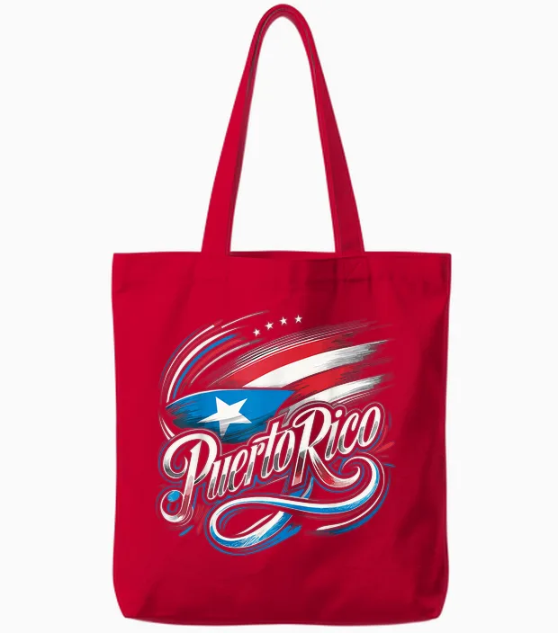 Puerto Rico Flag Heritage Month Tote Bags in Red