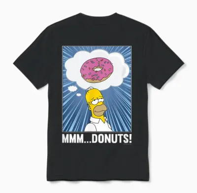 The Simpsons Homer Mmm...donuts C2 T-Shirt Small Unisex T-Shirt - Black