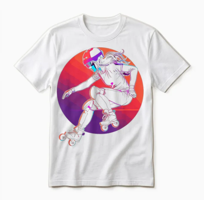 Graphic 90s Roller Skating Girl for Girls Unisex T-Shirt in White