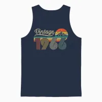 Vintage 1966 Man Woman Birthday - Born in 1966 Original Unisex Tank Top in Navy - 1